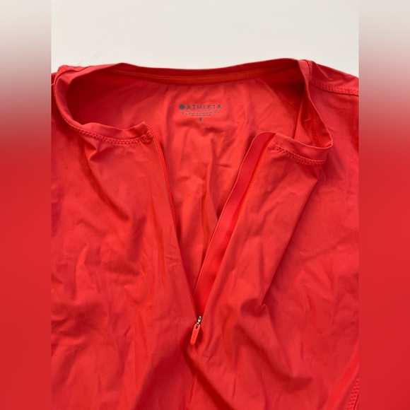 Athleta Pacifica II Tank Size Small 1/4 Zip Bright Reddish Orange - Picture 3 of 10